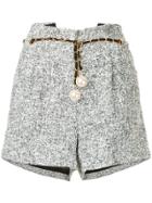 Edward Achour Paris Chain And Pearl Belt Shorts - Grey