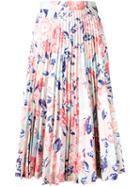 Msgm Floral Print Pleated Skirt, Women's, Size: 44, Polyester/polyurethane/viscose