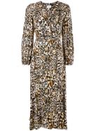 Milly Leopard Print Wrap Dress - Brown