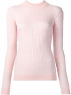Courrèges High Neck Ribbed Blouse, Women's, Size: 3, Pink/purple, Merino