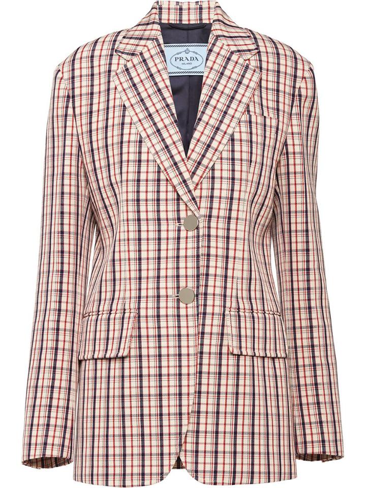 Prada Micro-check Gabardine Jacket - White