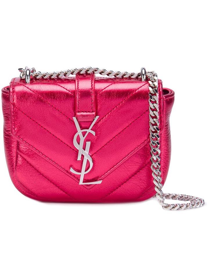 Saint Laurent Baby 'monogram' Crossbody Bag, Women's, Pink/purple