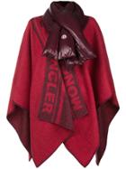 Moncler Padded-collar Draped Cape - Red