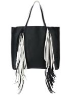 Sara Battaglia Fringed Shopper Tote, Women's, Black, Calf Leather