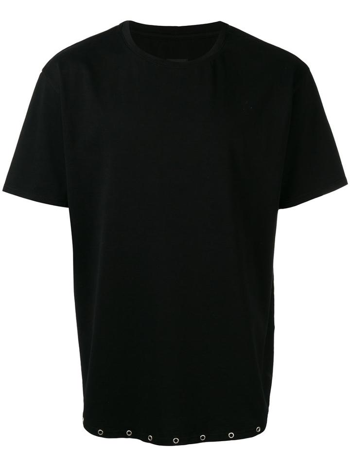 Rta - Eyelet Hem T-shirt - Men - Cotton - Xs, Black, Cotton