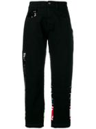 Iceberg Patchwork Logo Cropped Jeans - Black