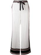 Equipment Equipment X Kate Moss Striped Trousers, Women's, Size: Medium, White, Silk