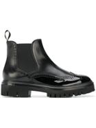 Santoni Perforated Derby Style Boots - Black