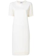 Thom Browne Wool Flannel Cable Knit Sweater Dress - White