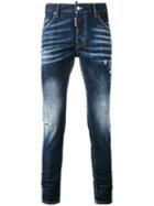 Dsquared2 - Faded Slim Fit Jeans - Men - Cotton/calf Leather/polyester/spandex/elastane - 48, Blue, Cotton/calf Leather/polyester/spandex/elastane
