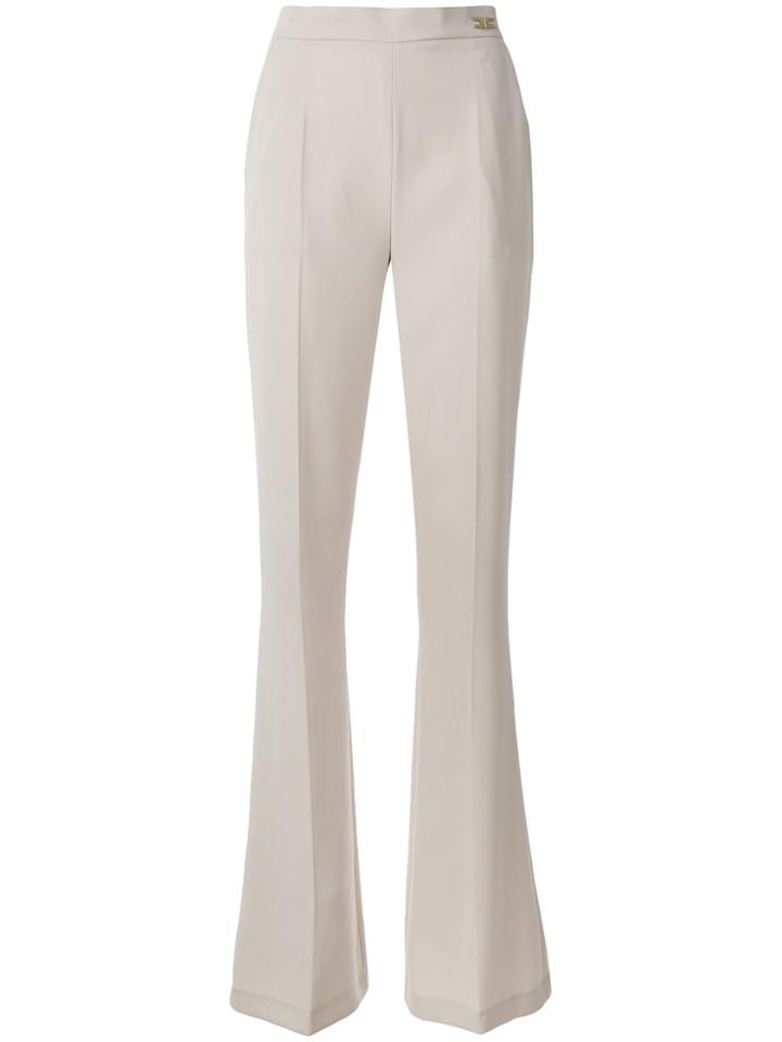 Elisabetta Franchi Flared High Waisted Trousers - Brown