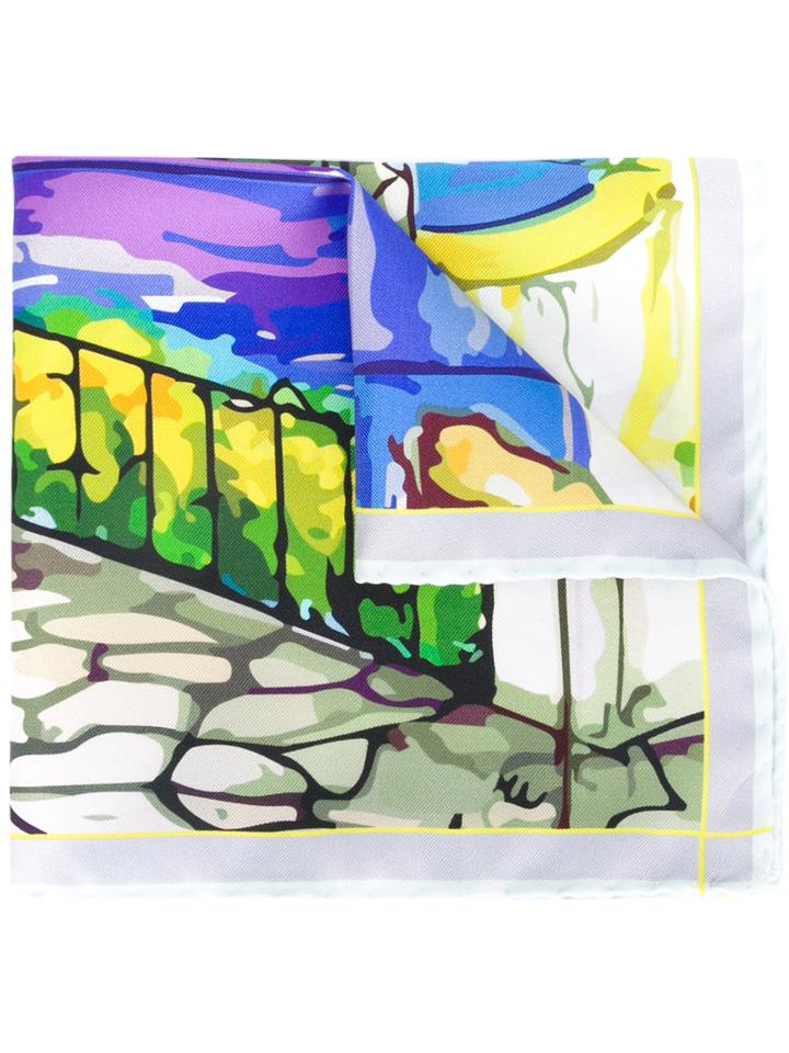 Fefè - Capri Print Pocket Square - Unisex - Silk - One Size, White, Silk
