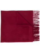 N.peal Oversized Fringed Scarf - Red