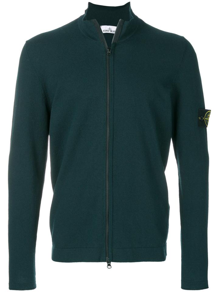 Stone Island Logo Patch Zip Jacket - Green