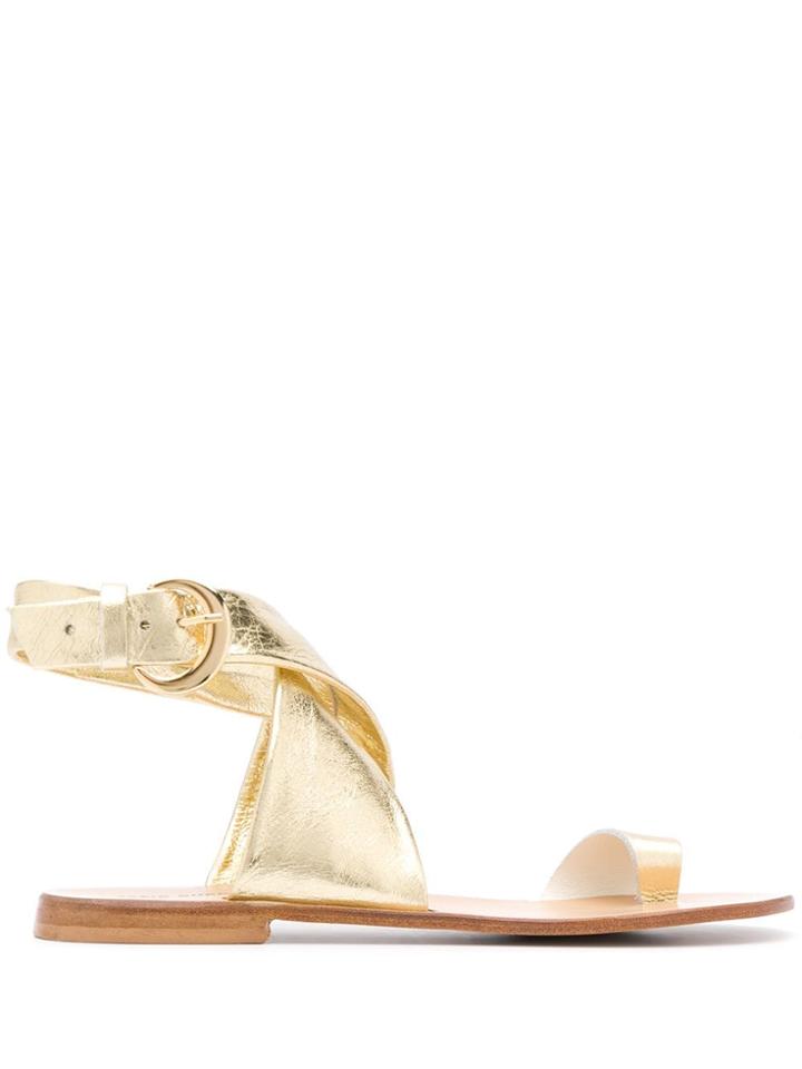 Fabio Rusconi Crisscross Strap Flat Sandals - Gold