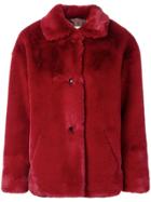 Acoté Faux Fur Oversized Jacket - Red