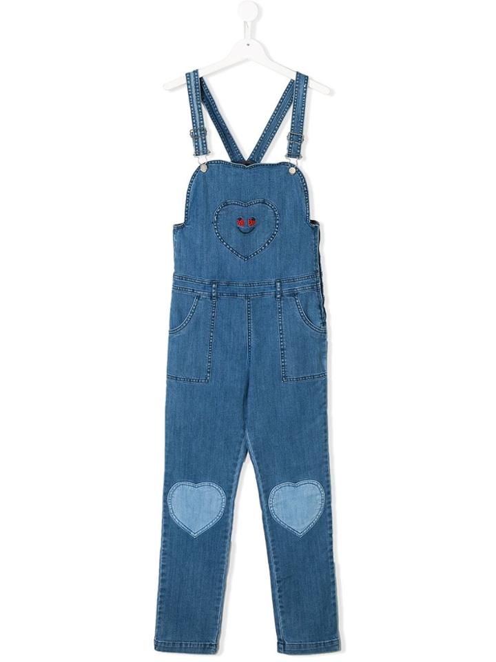 Stella Mccartney Kids Teen Ladybird Heart Patch Dungarees - Blue