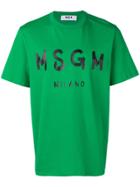 Msgm Painted Logo T-shirt - Green