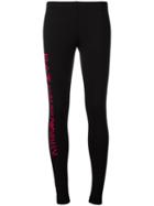 Ea7 Emporio Armani Contrast Logo Leggings, Women's, Size: Large, Black, Cotton/spandex/elastane