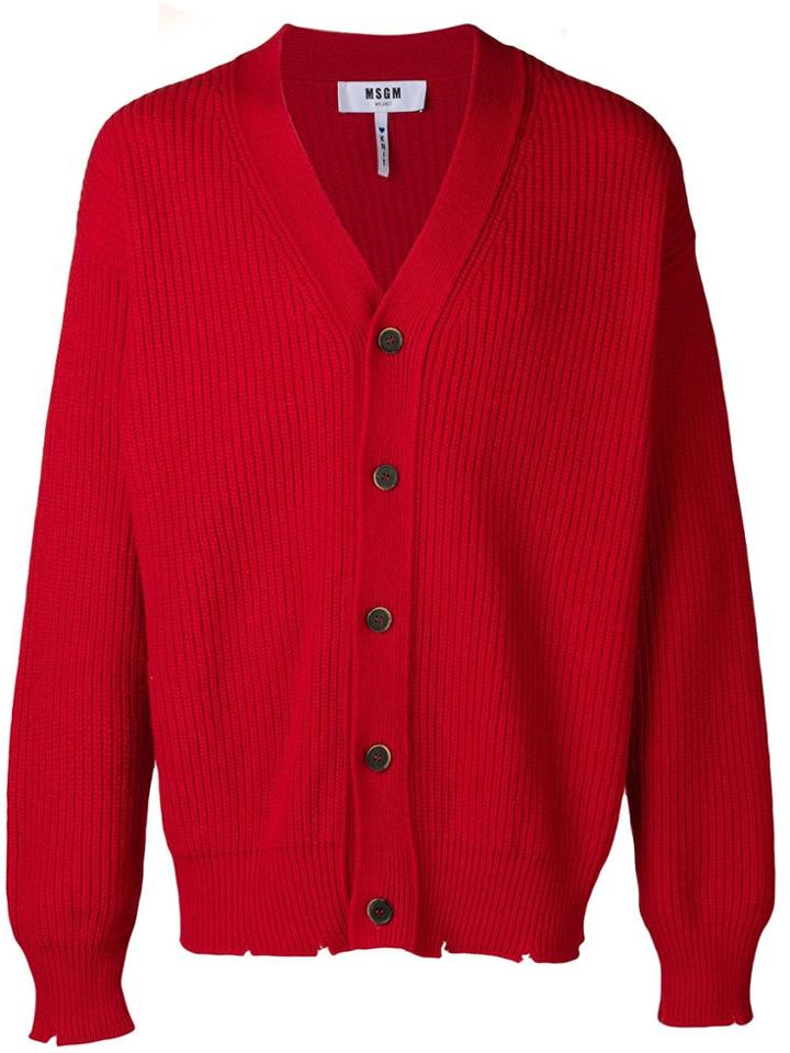 Msgm Long Sleeved Cardigan - Red