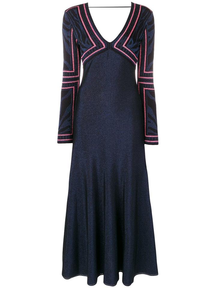 Roberto Cavalli Long Jacquard Dress - Blue