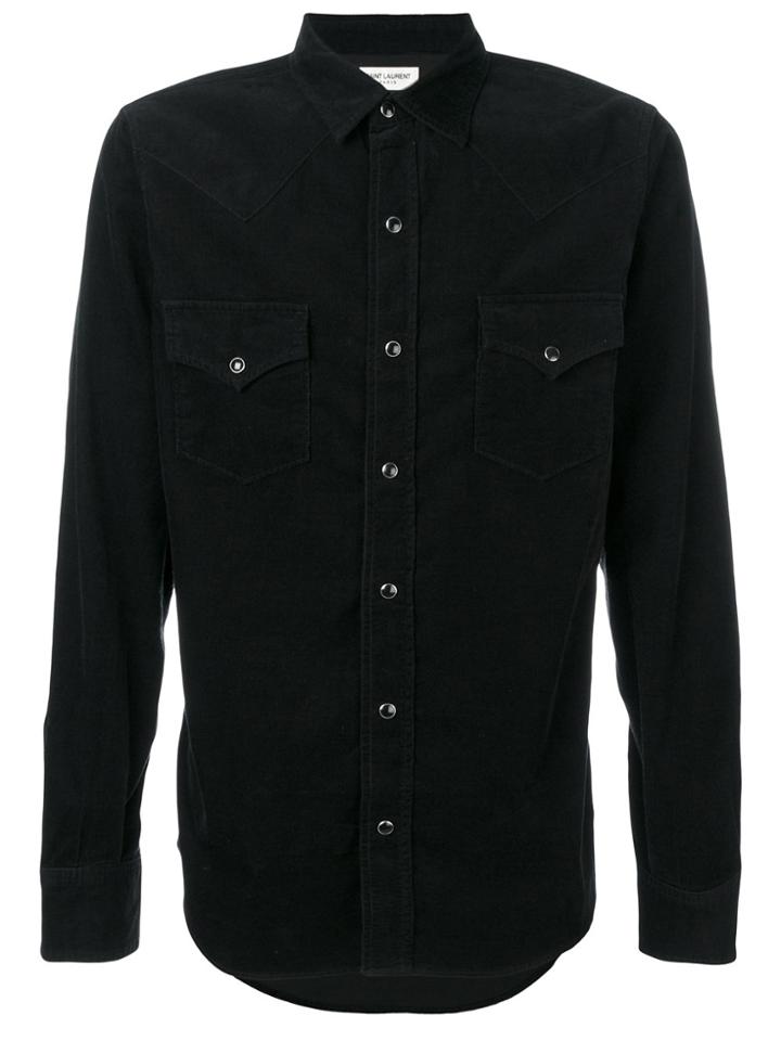 Saint Laurent Baby Cord Western Shirt - Black