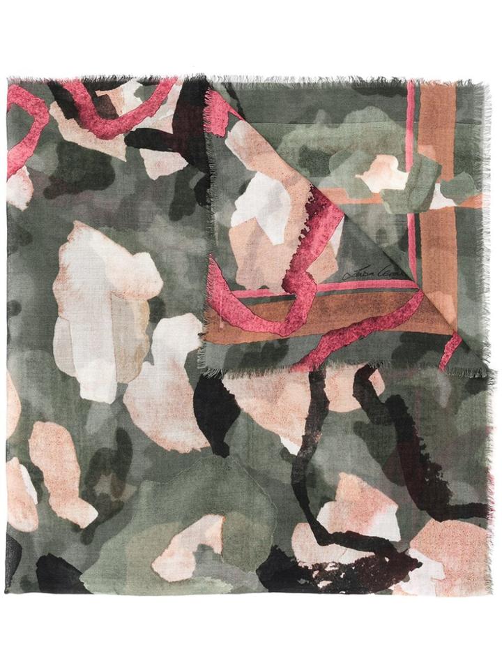 Luisa Cerano Floral Print Scarf - Green