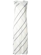 Dkny Sleeveless Striped Dress, Women's, Size: Medium, White, Cotton/polyester/viscose