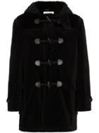 Saint Laurent Shearling Lined Corduroy Cotton Duffle Coat - Black