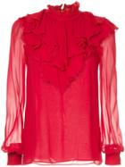 Giambattista Valli Frill Neck Blouse - Red