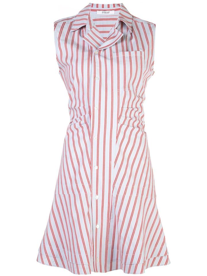 Derek Lam 10 Crosby Sleeveless Ruffle Placket Shirtdress - Red