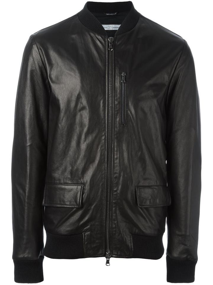 Daniele Alessandrini Zip Up Jacket, Men's, Size: 54, Black, Cotton/leather/acrylic/wool