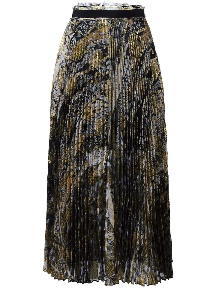 Roberto Cavalli Printed Pleated Skirt, Women's, Size: 38, Silk/polyester