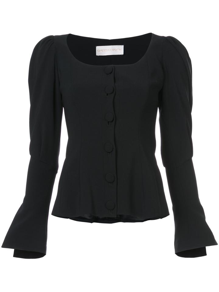 Christian Siriano Puff Sleeved Button Jacket - Black