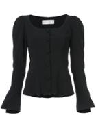Christian Siriano Puff Sleeved Button Jacket - Black