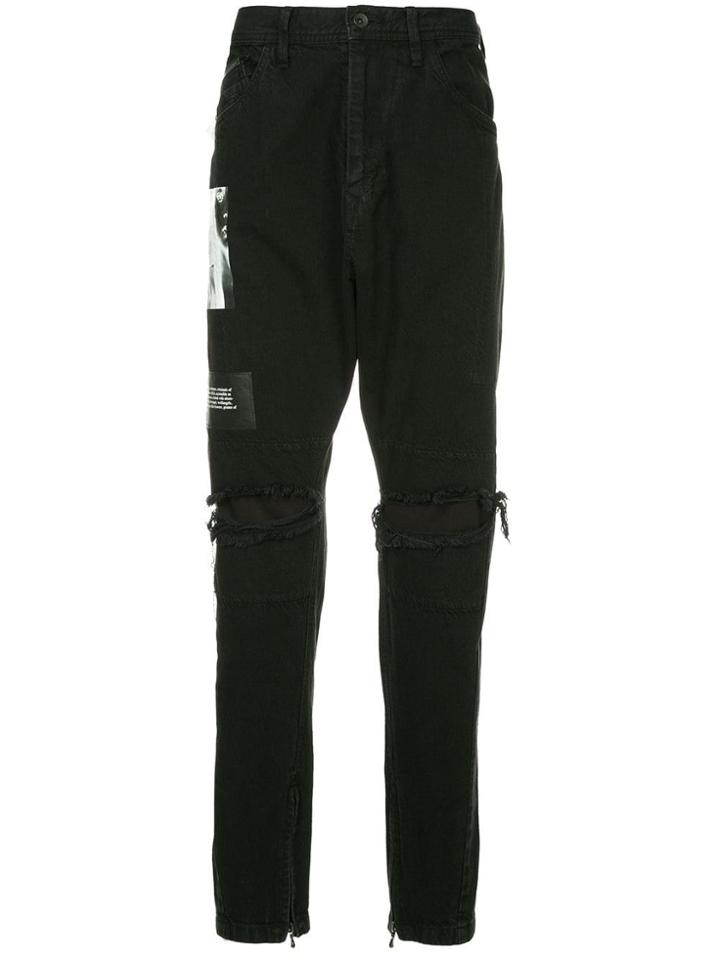 Julius Side Print Cargo Trousers - Black