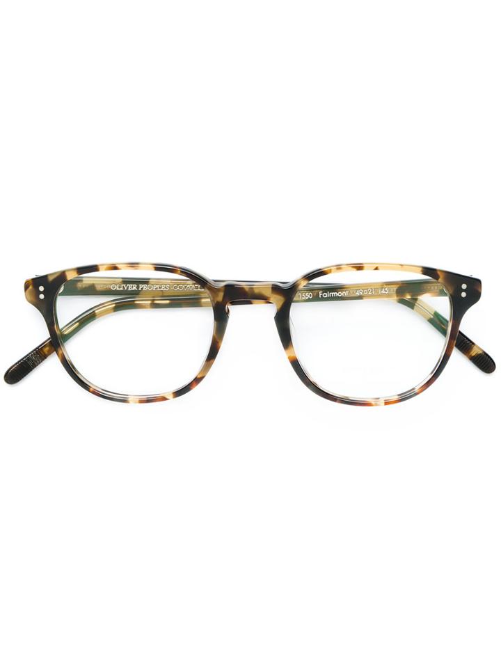 Oliver Peoples - 'fairmont' Square Frame Glasses - Unisex - Acetate - 49, Brown, Acetate
