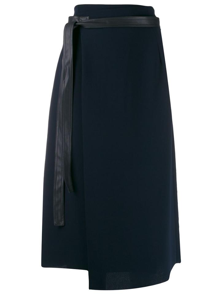 Vince Asymmetric Midi Skirt - Blue