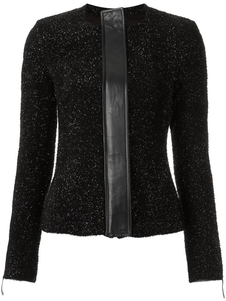 Gloria Coelho - Knit Cardigan - Women - Leather/polyester/metal - M, Black, Leather/polyester/metal