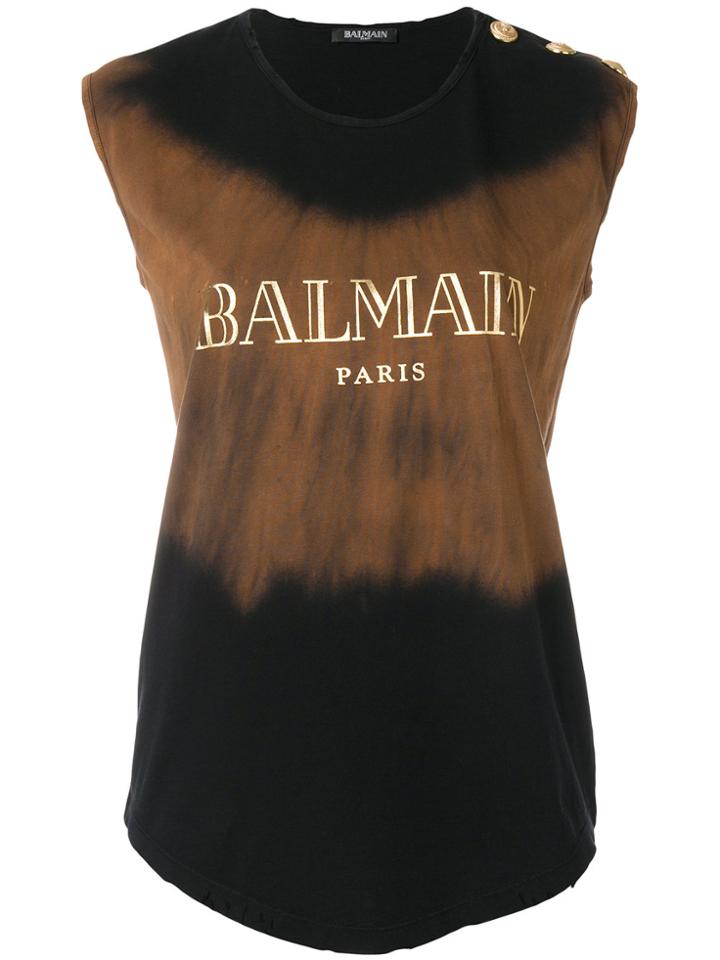 Balmain Tie Dye Logo T-shirt - Brown
