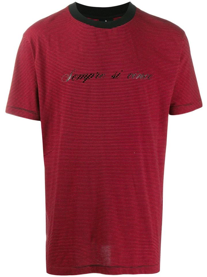 Marcelo Burlon County Of Milan Stripes Lettering T-shirt Red Black