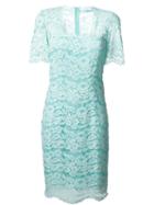 Blumarine Square Neck Lace Dress, Women's, Size: 42, Blue, Polyamide/cotton/silk/spandex/elastane