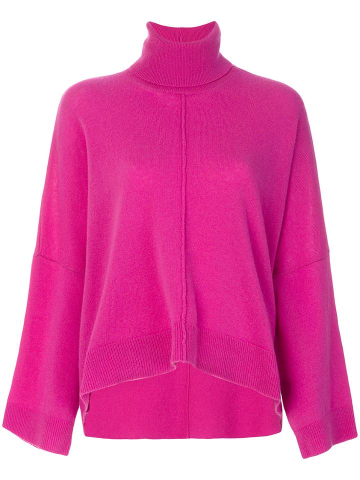 Nude Roll Neck Floaty Sweater - Pink & Purple