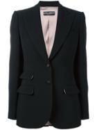 Dolce & Gabbana Double Pocket Front Blazer, Women's, Size: 42, Black, Virgin Wool/spandex/elastane/silk