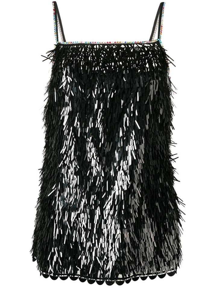 Marco De Vincenzo Fringe Beaded Mini Dress - Black