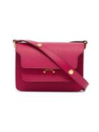 Marni Pink Small Trunk Leather Shoulder Bag - Pink & Purple
