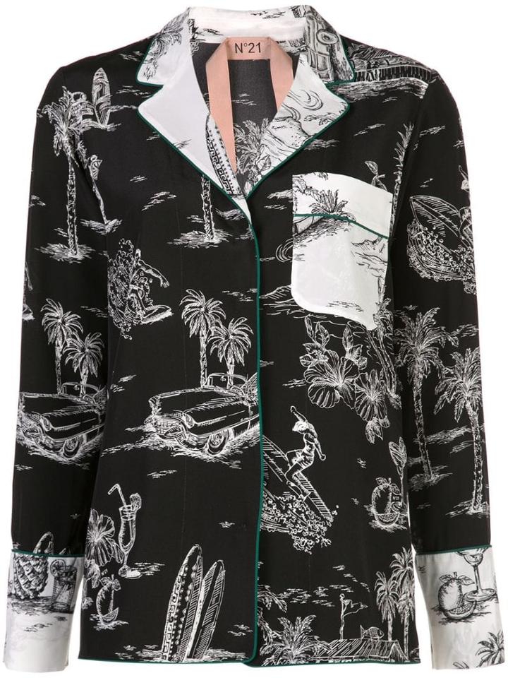 Nº21 Palm Trees Shirt - Black