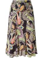 Etro Paisley Print Skirt, Women's, Size: 42, Black, Silk