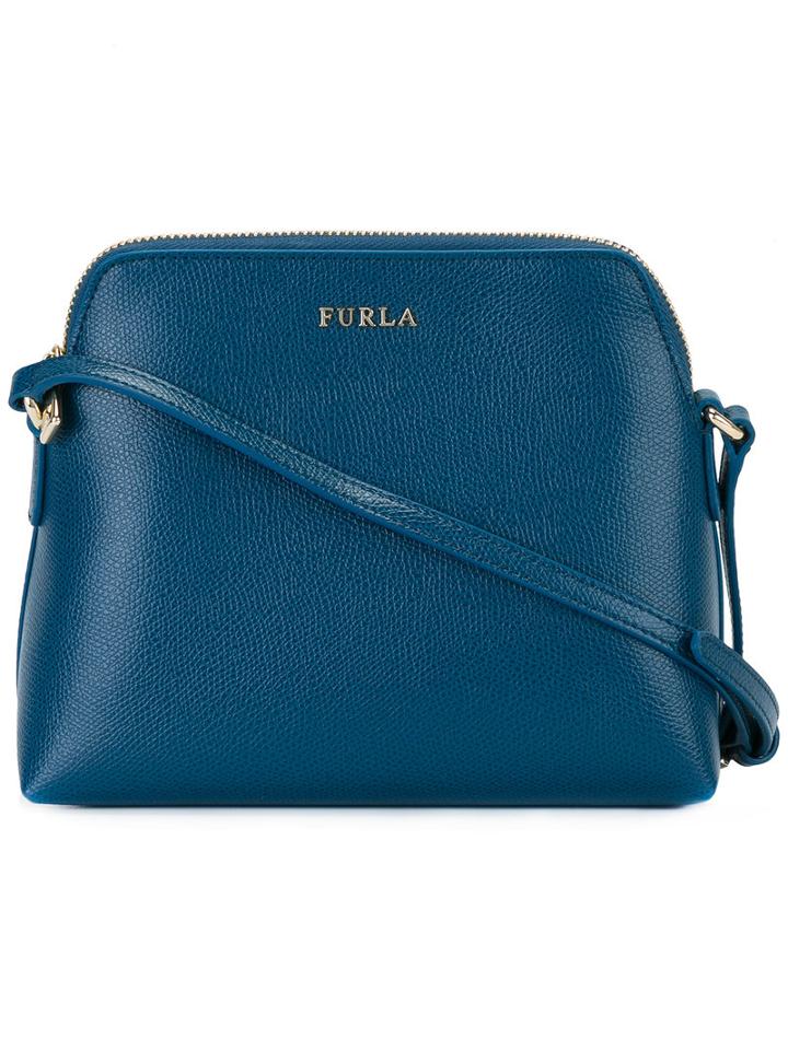 Furla Zipped Crossbody Bag, Blue, Leather