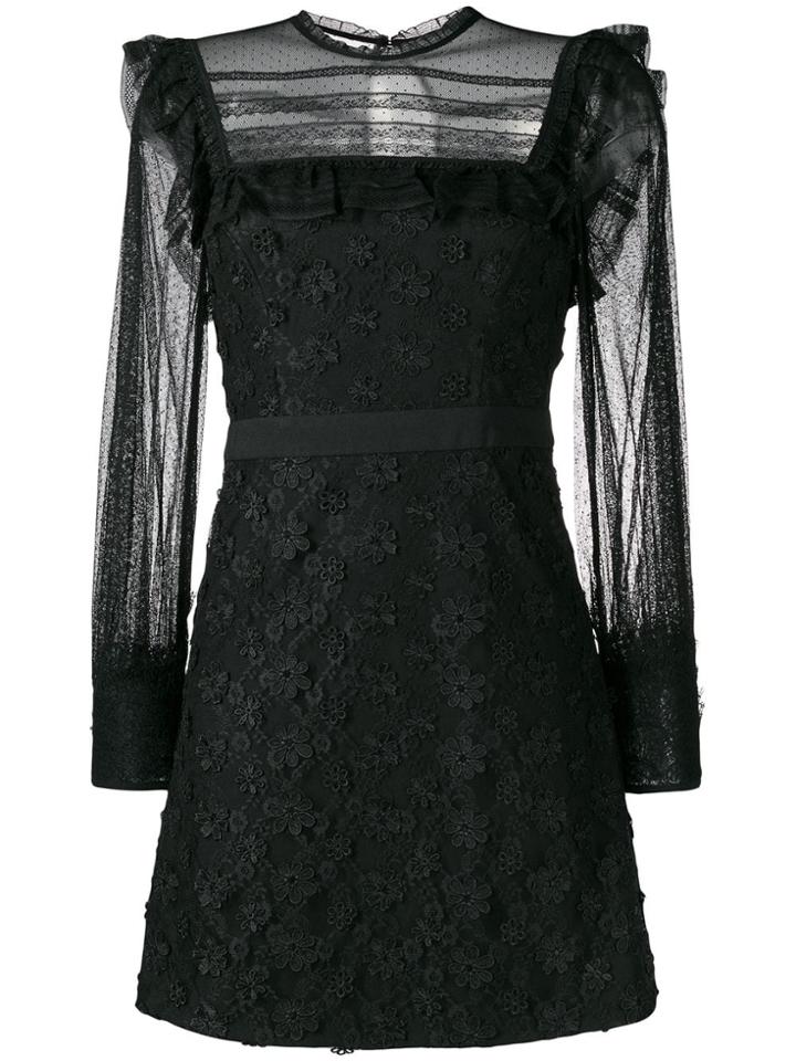 Three Floor Twiggy Embroidered Mini Dress - Black